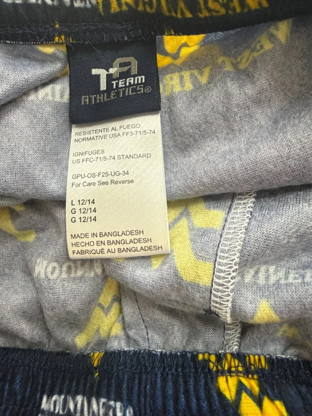 Gen2 Youth West Virginia Mountaineers Sleep Pants L 12/14 AOP Pajama Lounge NWT